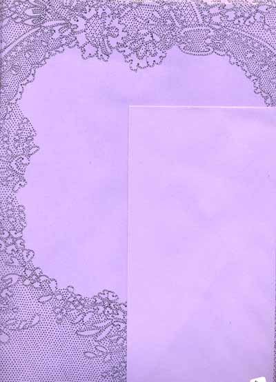 Briefpapier mit Klppelbriefmuster lila